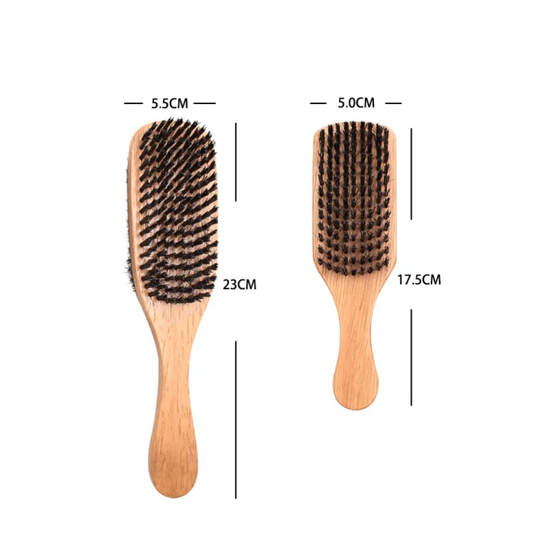 Men\'s Wood Boar Bristle Beard Brush Double-sided Facial Hair Brush Shave Comb Male Mustache Brush Solid Wood Handle Beard Barber