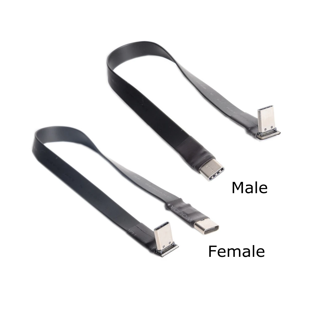 USB 3.1 Type-C Male Female to Male Up/Down Angle 3A USB C FPC FPV Flat Ribbon Cable for HDTV AV Aerial Photography Gopro DSLR