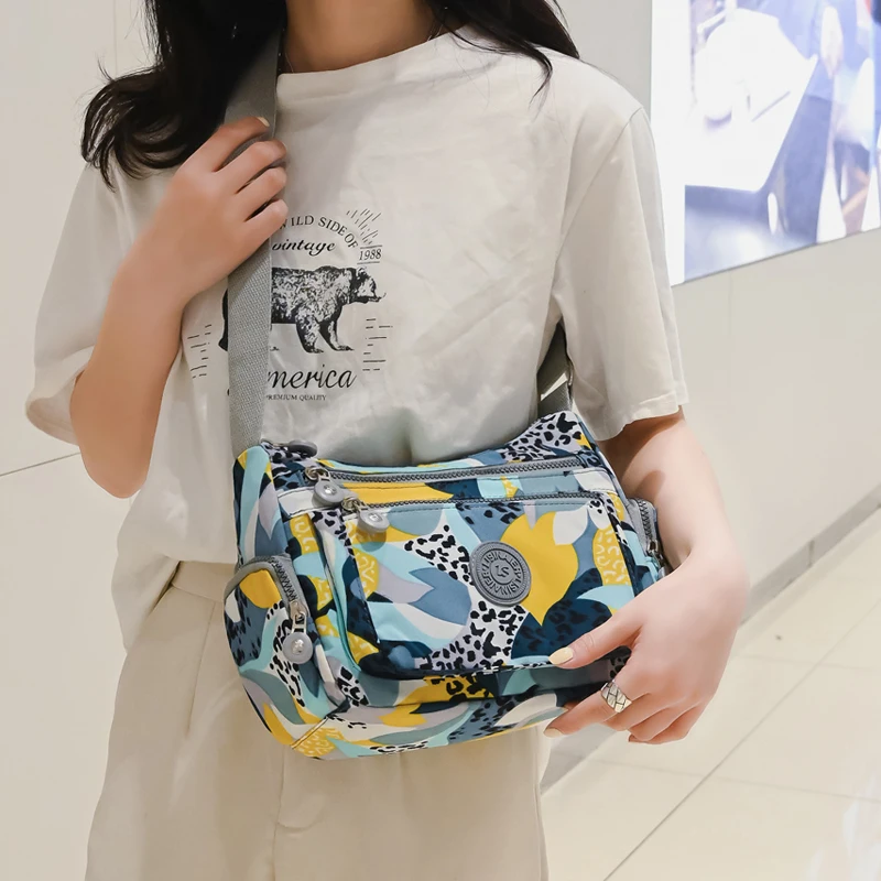 Rural Style Cloth Crossbody Ladies Casual Shoulder Bag Nylon Waterproof Handbag Daily or Women Shopping Travel Messengerbag