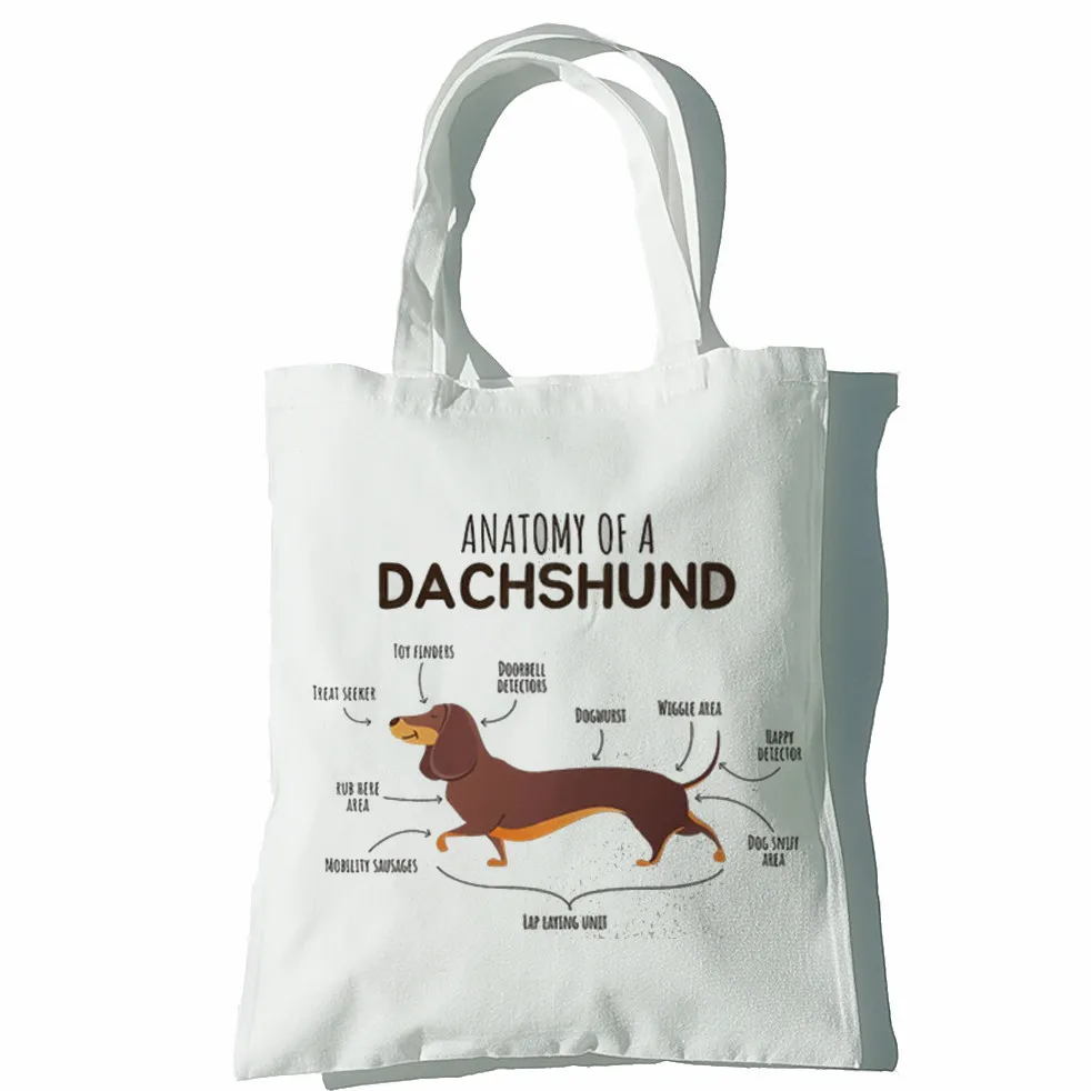 Dachshund engraçado bolsas femininas sacos de ombro casual compras meninas cão animal preto bolsa feminina elegante lona