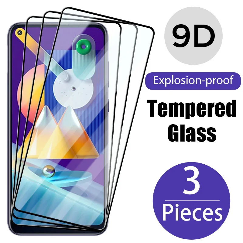 9D Tempered Glass for Galaxy A71 A21S A31 A41 A42 A11 A12 A01 A02S 3pcs Full Cover Mobile Phone Class for Samsung A51 A50 A70