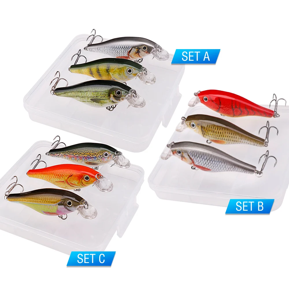 GOBASS 3pcs 80mm 11g Jerkbait Fishing Floating Minnow Lures Bass Wobblers For Trolling Hard Artificial Bait Crankbait Tackle Kit