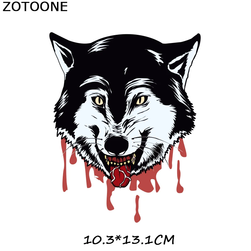 ZOTOONE Wolf Head Patch Ironing Applique Cartoon Animal Stickersfor Clothing Thermo Transfers for Kids Boy Patches for T-shirt D