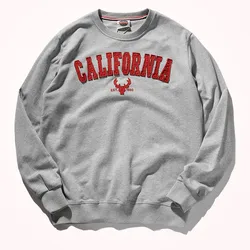 2021 Autumn Winter New Pullover Hoodies Men's Fashion Long-sleeved O-neck Versatile Wash Terry Fabric Letter Sticker Sweatshirts