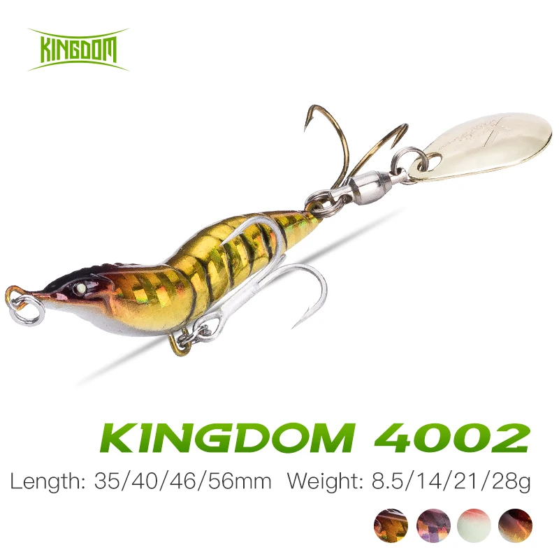 Kingdom Shrimp Fishing Lure 8.5g 14g 21g 28g Metal Jig With Spoon Rotated On Tail Simulation Shrimp Hard Swimbait Spinner Bait