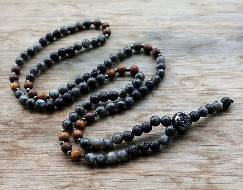 Man\'s unique necklace 6mm Natural stone bead & Hematite Bead Necklace Fashion Jewelry Dropshipping