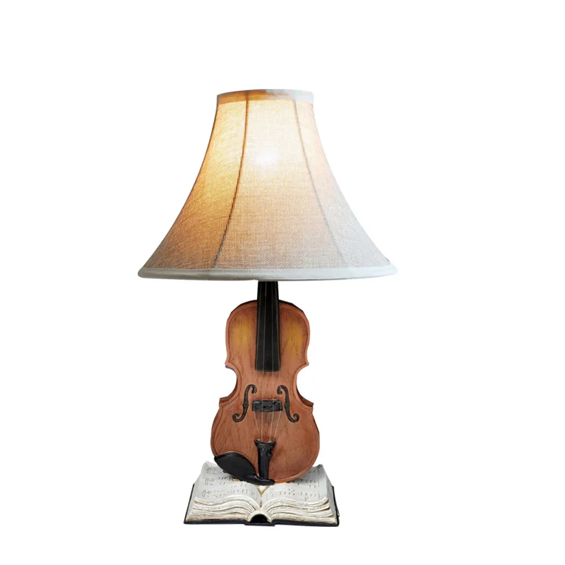 Creative personality violin table lamp bedroom modern simple girl's room bedside lamp warm romantic fashion lamp