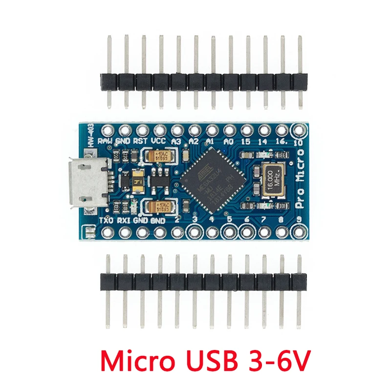 Pro Micro ATMEGA32U4 5V/16MHZ module Met de bootloader voor arduino MINI USB/Micro USB/TYPE-C met 2 rij pin header voor arduino