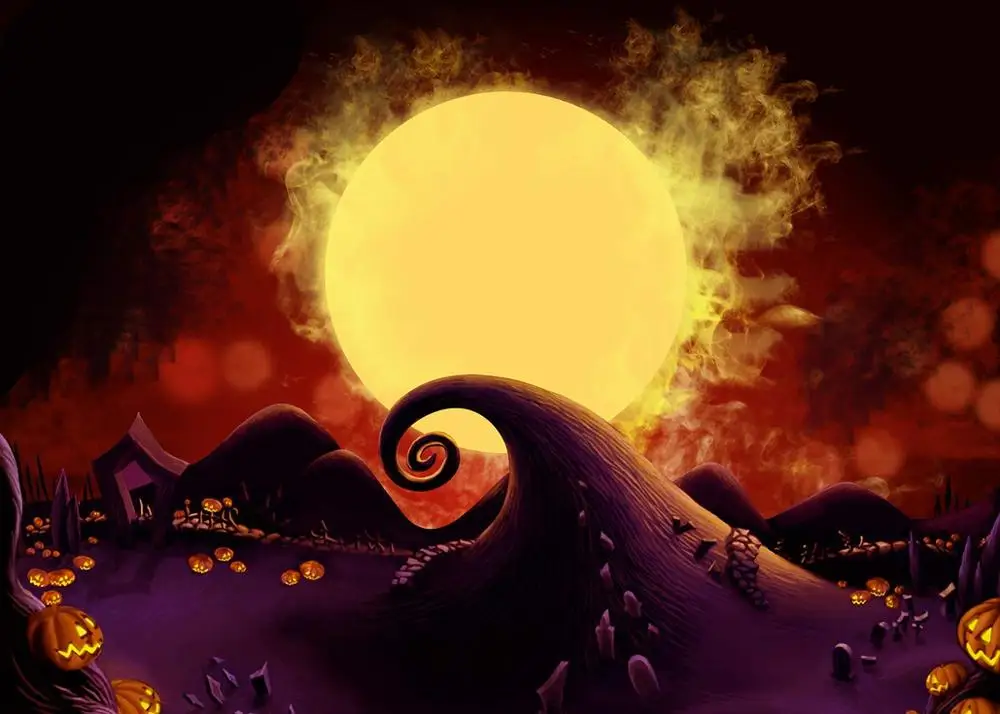 CapiscoฉากหลังฮาโลวีนแฟนตาซีฟักทองโคมไฟMoon Ghostค้างคาวไวนิลถ่ายภาพพื้นหลังสตูดิโอProp