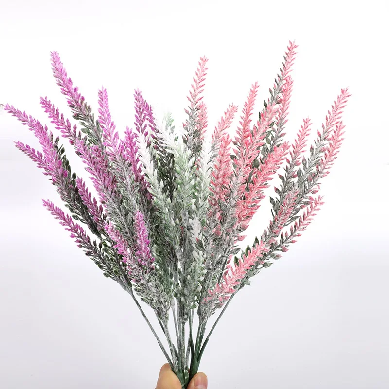 1 Bunch Plastic Lavender Wedding Decorative Fake Flowers for Scrapbooking Home Decoration Accessories Cheap Artificial Flowers