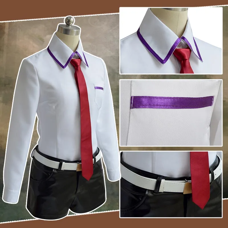 Steins Gate Cosplay Costume Japanese Anime Game Cosplay Kurisu Makise Uniforms Full Set Coat Shirt Tie Skirt