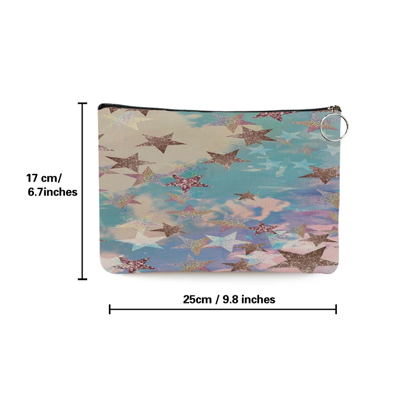 Beautiful Flower Print Cosmetic Bag Travel Pouch Gradient Color Makeup Bag Organizer Women Girls  Purse Organizer Large