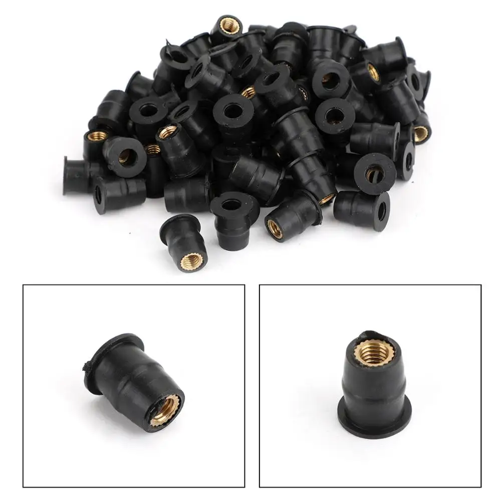 

Artudatech 50 / 100 PCS 10-32 M5 Rubber Well Nut 5mm Fairing Wellnut Kits For Yamaha R1 For Suzuki Hayabusa Accessories