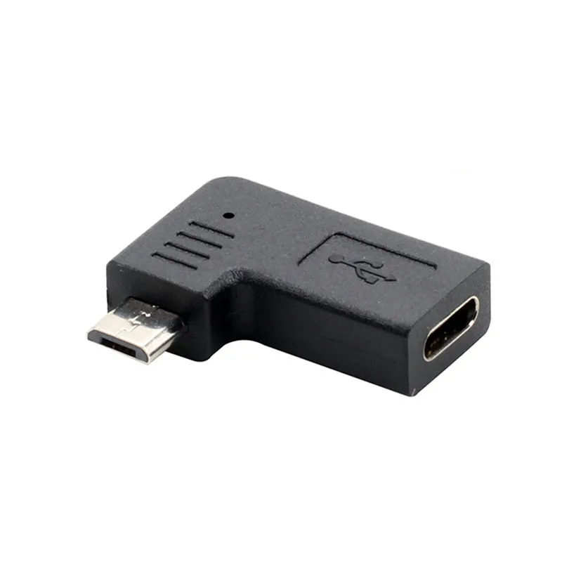 Mini USB de ángulo izquierdo y derecho de 90 grados, adaptador de sincronización de datos de 5 pines hembra a Micro USB macho, enchufe Micro USB a Mini Cable USB tipo c