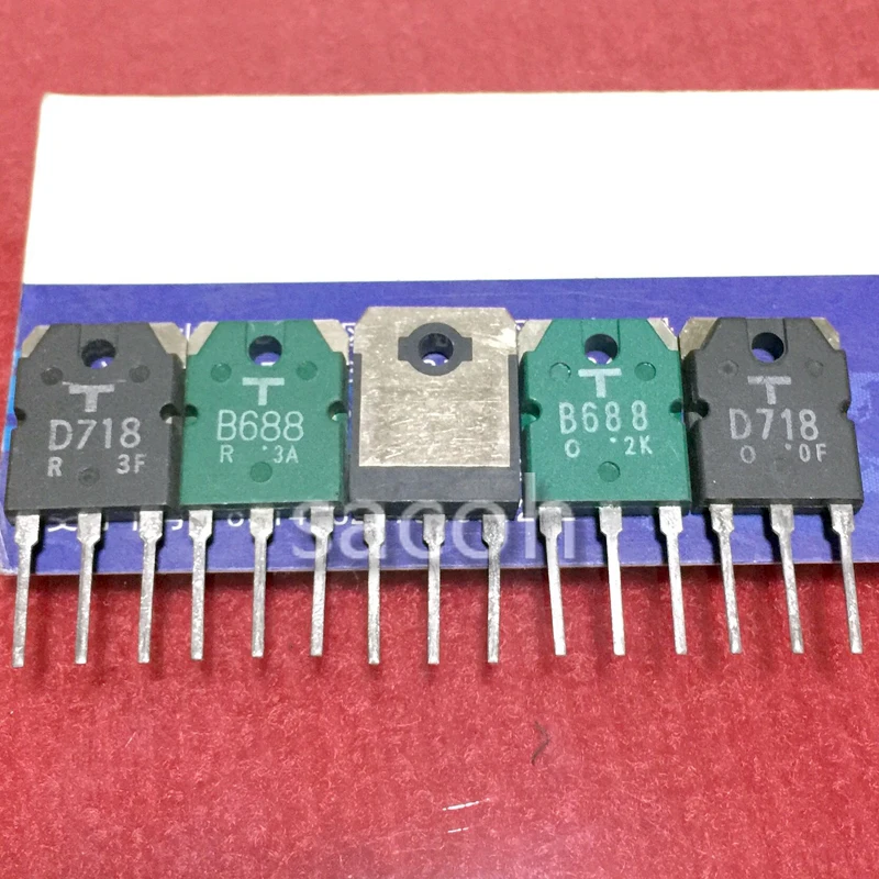 Refurbished Original 10Pairs(20Pcs)/Lot 2SB688 B688 688 + 2SD718 D718 718 TO-3P 8A 120V Silicon NPN + PNP Power Transistor