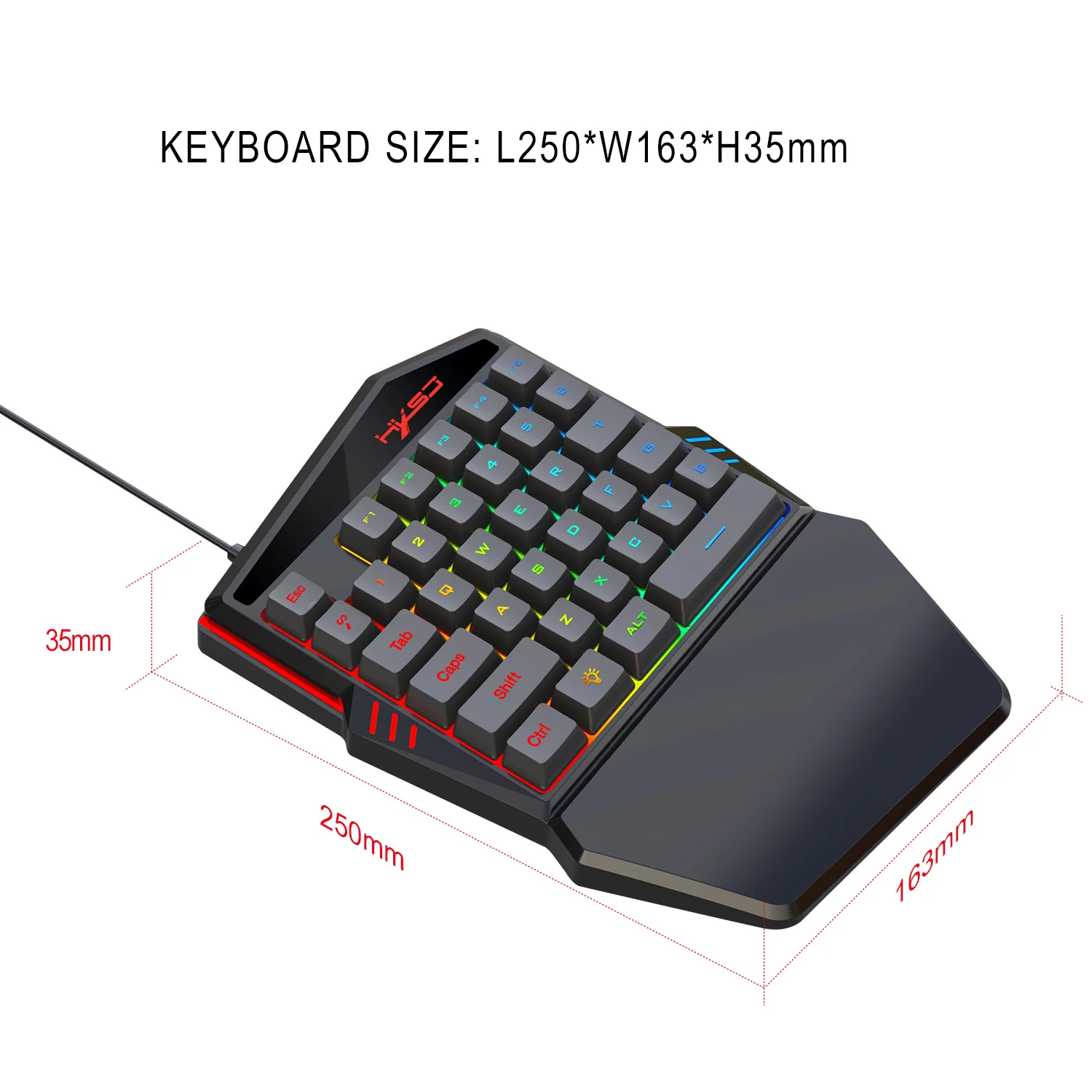 HXSJ V100 V100-2 35 Touches Clavier De Jeu Simple Main LED Rétroéclairage Clavier avec USB Filaire pour PUBG LOL CS Gamer