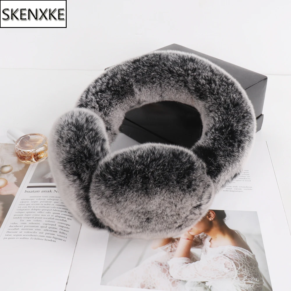 Hot Sale Winter Lovely Girls Real Rex Rabbit Fur Earmuffs Women Warm Fluffy Genuine Rex Rabbit Fur Earflap Lady Fur Earmuff