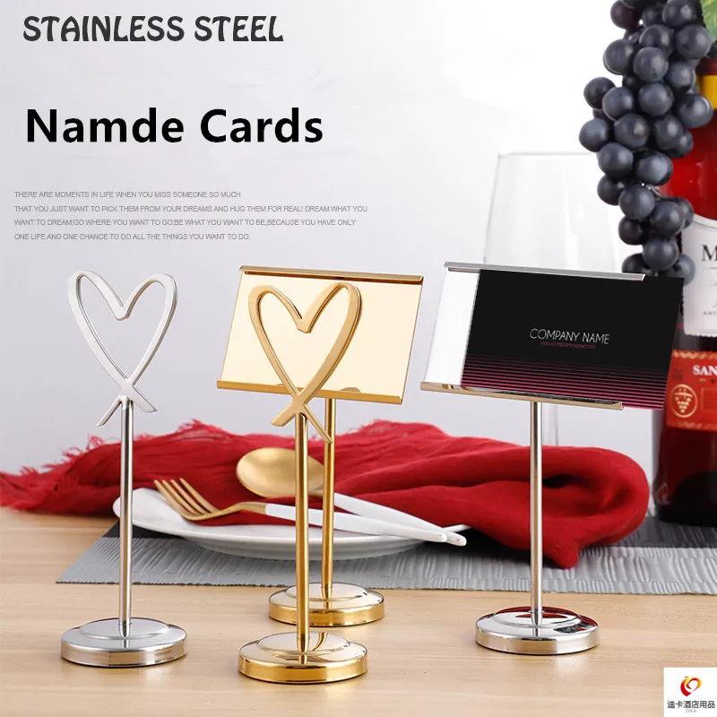 Heart Stainless Steel Table Number Stands Wedding Place Card Holder Photo Clip Memo  Note Holder Memo Number Name Clips