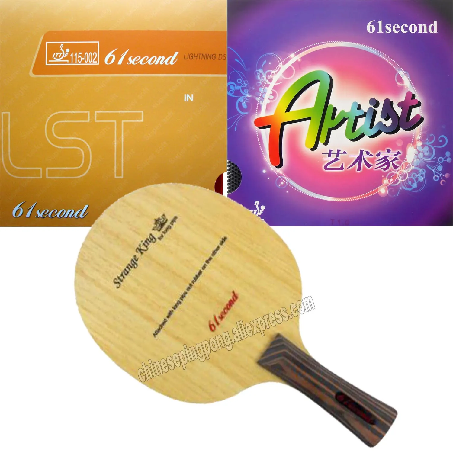 

Pro Table Tennis Combo Racket 61second Strange King with 61second Lightning DS LST and Artist PingPong shakehand long FL