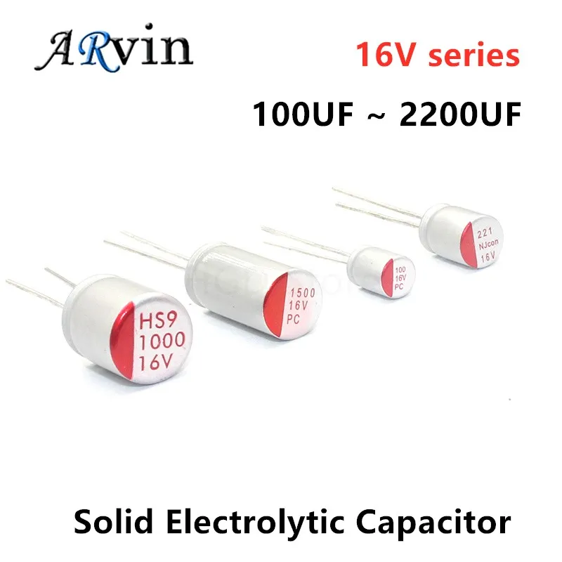 10Pcs DIP Solid Electrolytic Capacitor 16V 100UF 150UF 220UF 270UF 330UF 470UF 560UF 680UF 820UF 1000UF 1500UF 2200UF