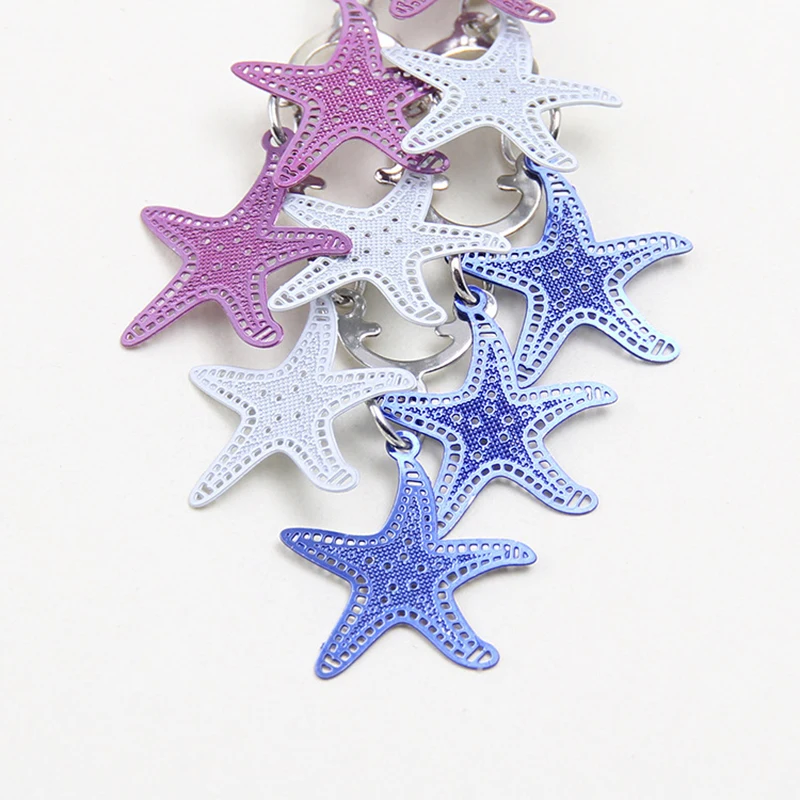 Nine Piece Colorful Seastar Earrings Multi-color Bohemia Style Starfish Earrings for Women Fashion