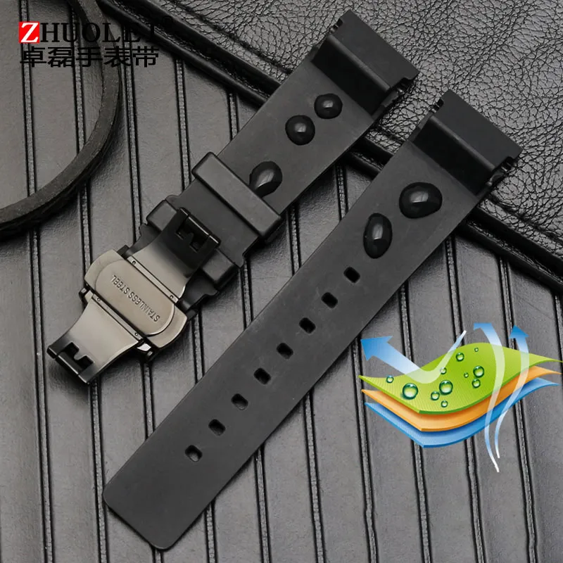 Watch Strap for Cartier Sandoz Santos 100 W20073X8 W20106X8 W2020008 Silicone Rubber Bracelet Men Women Black Belt 20 23 25mm