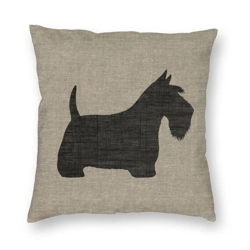 Scottish Terrier Silhouette Cushion Cover Sofa Living Room Scottie Dog Square Pillow Case 40x40cm