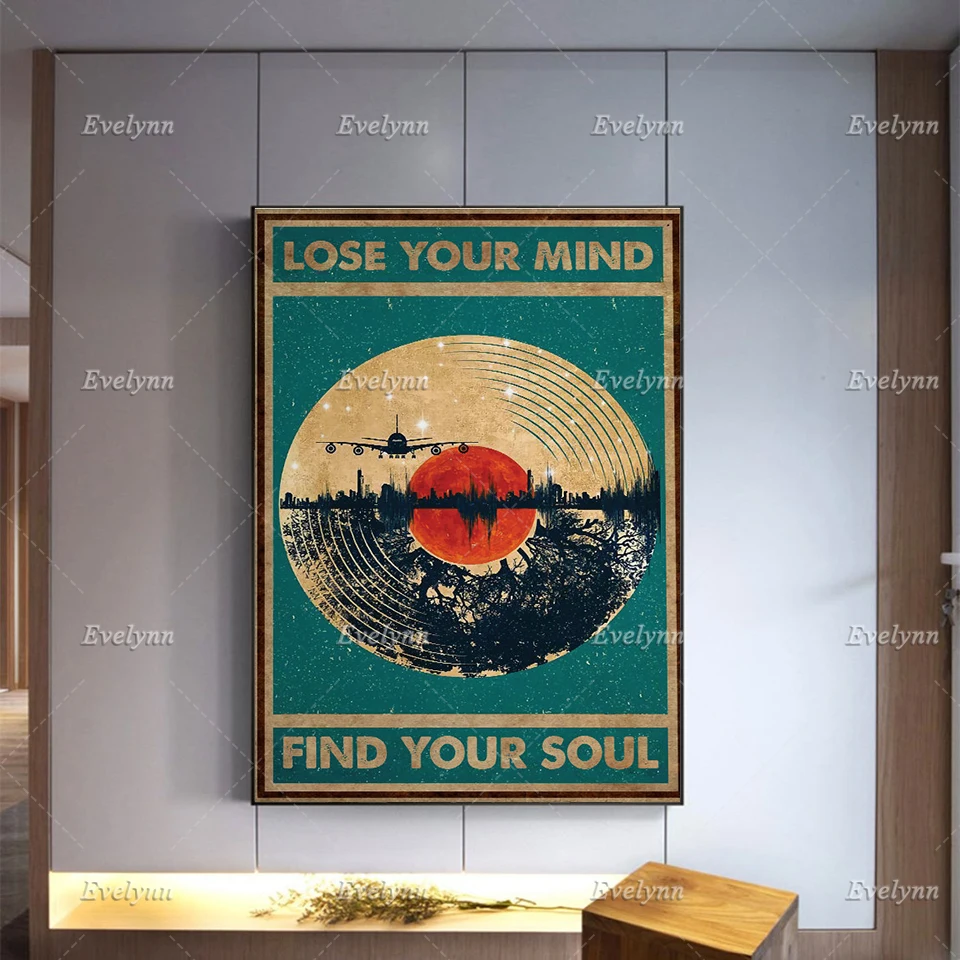 Lose Your Mind Find Your Soul Music Poster Vintage, Vinyl Gift For Music Lover,Music Wall Art,Modern Home Decor Prints Canvas