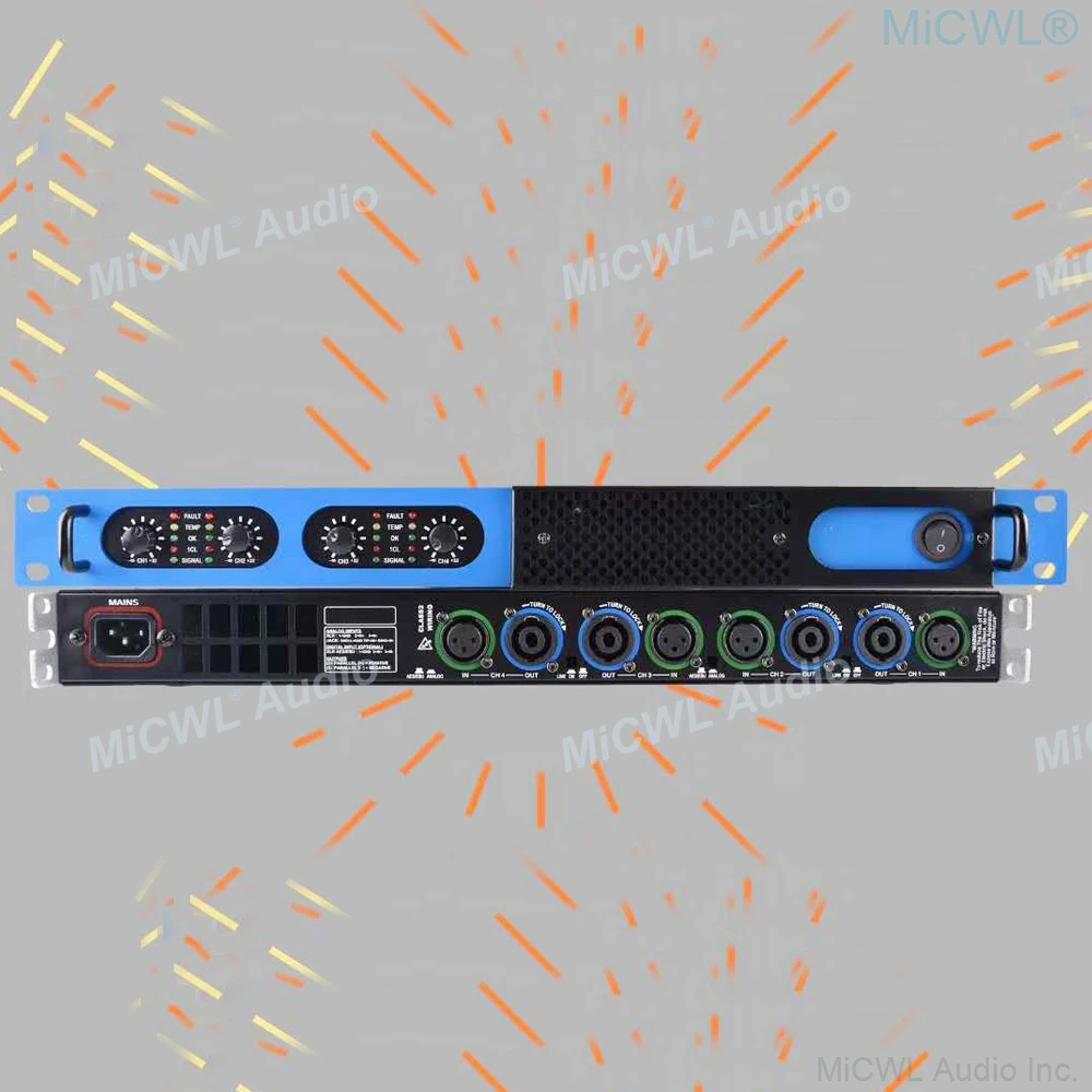 MiCWL Q350 4 Channel 2600W Digital Power Amplifier 2 Channel 5200 Watts Stereo AMP for Stage Speaker