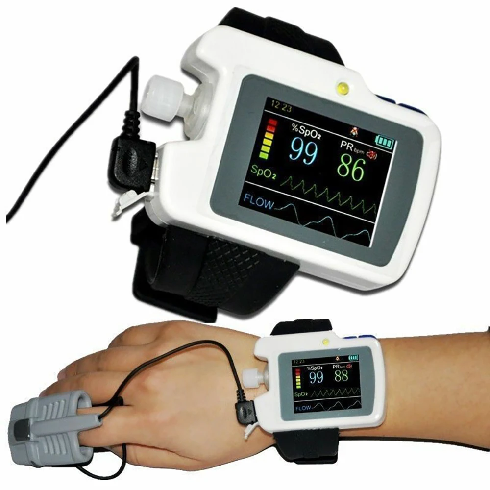 RS01 Patient Sleep Apnea Screen Meter Nose Air Flow Wrist Respiration Sleep Monitor Spo2 PR Alarm Nasal Cannula Record Software