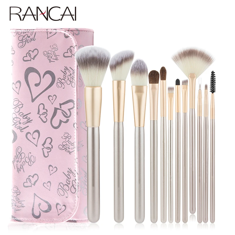 RANCAI 10pcs Makeup Brushes Set Cosmetic Foundation Make Up Brush Kit High Quality Eye Shadow Face Powder Applicator