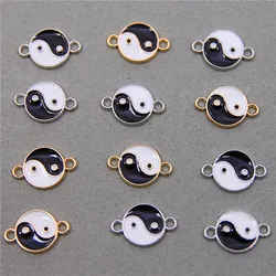 10Pcs 12*18Gold Sliver Enamel Yin Yang Charm Bracelet Connector Pendant for DIY Jewerly Making