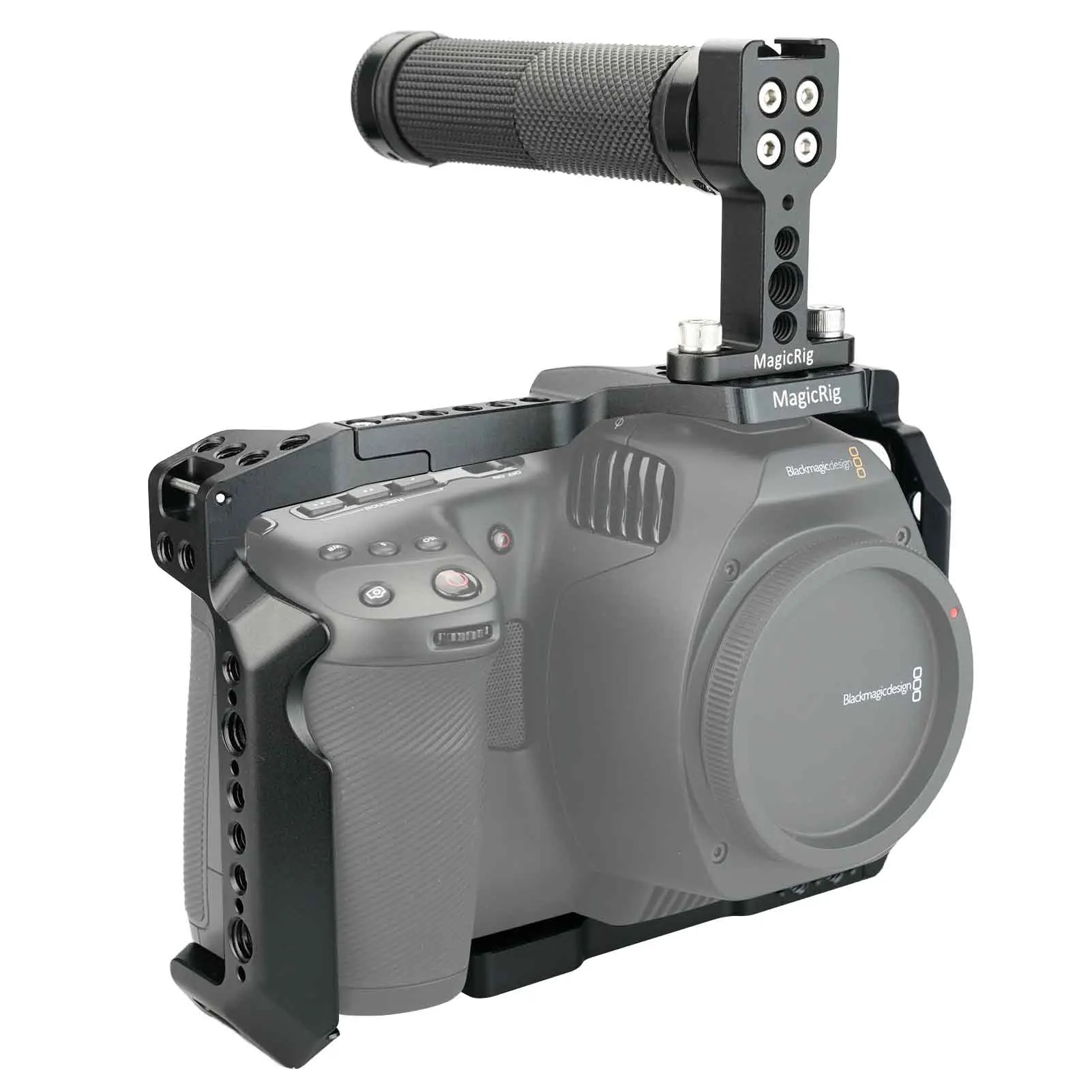 Imagem -03 - Gaiola de Câmera Magicrig para Câmera Bmpcc 6k Pro com Punho Superior de Borracha para Câmera de Cinema de Bolso de Design Blackmagic 6k Pro