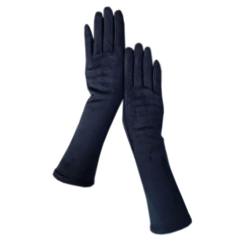 Gloves winter ladies gloves suede length 35CM arm sleeve suede fashion suede thick black gray beige dark blue brown light gray