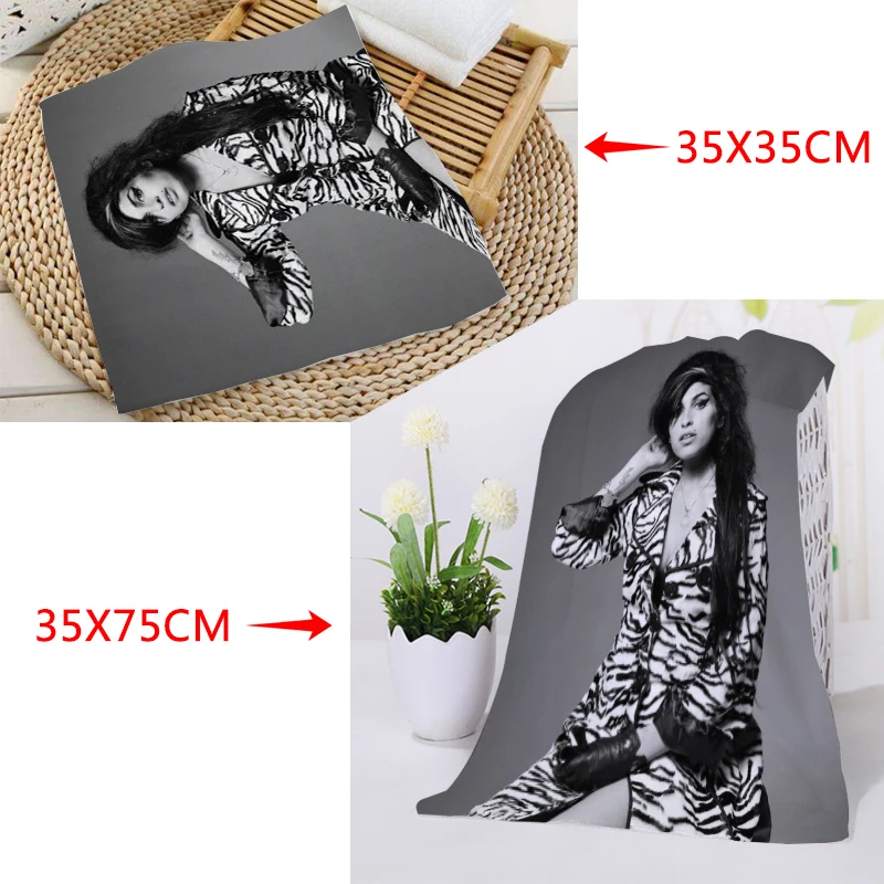 New Amy Winehouse Towels Size 35x35cm 35x75cm Square rectangle Towels Printing Cotton Face Towel Fabric Custom logo