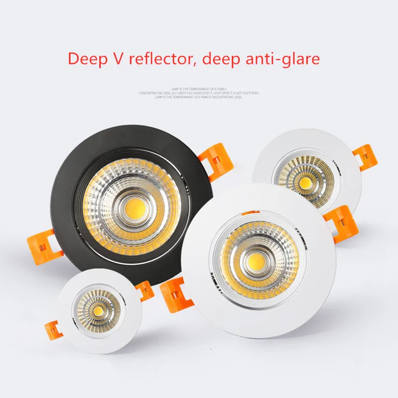 Luminária led embutida superclara, com ajuste de brilho, cob, 3w, 5w, 7w, 12w, 15w, 20w, 25w, decoração de teto