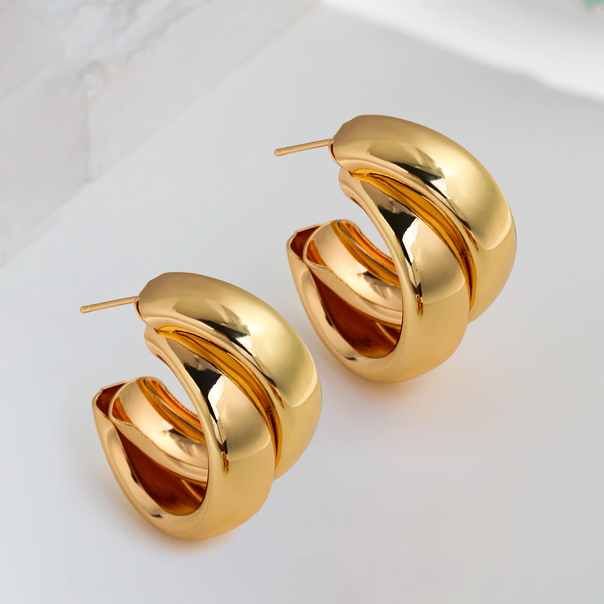 AENSOA Fashion 2022 Round Circle Geometric Hoop Earrings for Women Vintage Gold Color Wedding Party Statement Earrings Jewelry