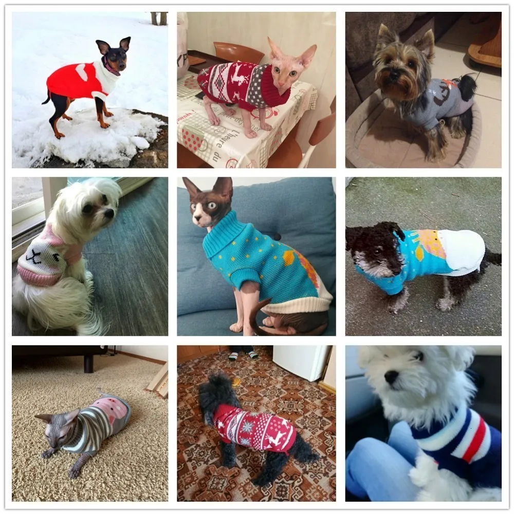 Christmas Cartoon Dog Clothes Warm Cat Sweater For Small Dogs Sweater Pet Clothing Coat Knitting Crochet Cloth Jersey Perro 30S1