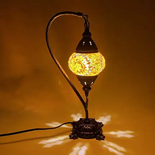 

Turkish Mosaic Camel Neck Lamp - 8.5 "x 16.25" - DB1 - Orange