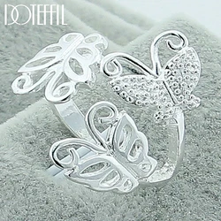 DOTEFFIL 925 Sterling Silver Three Butterfly Ring For Women Wedding Engagement Party Fashion Charm Jewelry