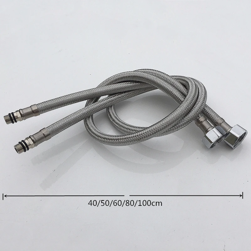 

Kitchen Bathroom Hose Stainless Steel Flexible Plumbing Pipes 2 Piece G1/2 G3/8 G9/16 Cold Hot Kitchen Faucet Supply Pipe Hose