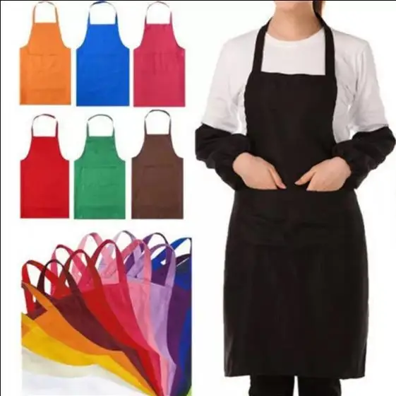 2022 New Hot Fashion Thicken Cotton Blend Sleeveless Apron Anti-wear Cooking Kitchen Bib Women Men Aprons With Pocket для кухни