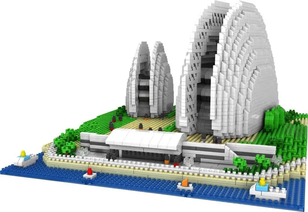 Wereldberoemde moderne architectuur China Build Guangdong Zhuhai Grand Theater Micro Diamond Block Model Nanoblock Toys Collection