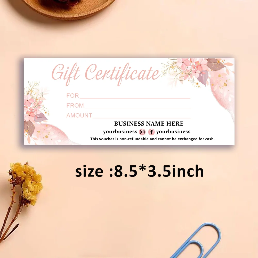 Personalized Floral Gift Certificate, Delicate Voucher