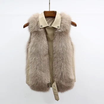 Kamizelka z futra lisa moda zimowa kamizelka futrzana z prawdziwą skórą dla kobiet