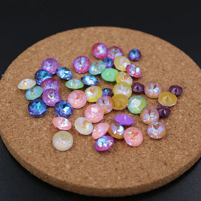 50pcs/bag DIY nail 6mm/8mm round shape Mocha fluorescence glass crystal nail art rhinestones for nail decorations