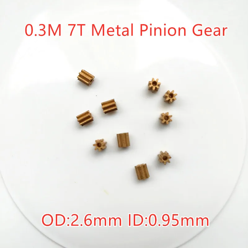 

10pcs/lot RC Model Metal Pinion Gear 0.3M 0.95mm (hole diameter) 7T 7 Teeth Small Motor Gears Diameter 2.6mm For 1mm shaft