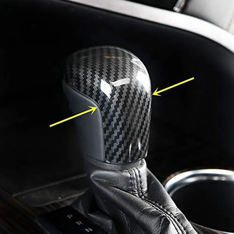 Carbon Fiber Print Gear Shift Knob Cover Trim with Automatic Gear Shift Knob