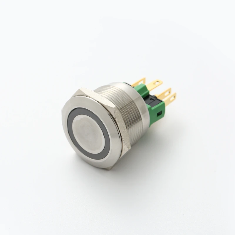 ELEWIND 25mm Stainless steel Latching or Momentary 1NO1NC or 2NO2NC Ring illuminated push button switch(PM251F-11ZE/B/12V/S)