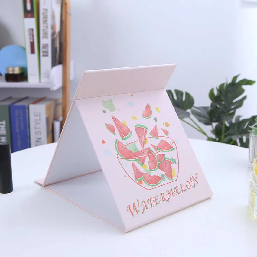 Único lado quadrado flip espelho de vestir bonito frutas dobrável desktop maquiagem espelho portátil cosméticos beleza espelho maquiagem ferramentas